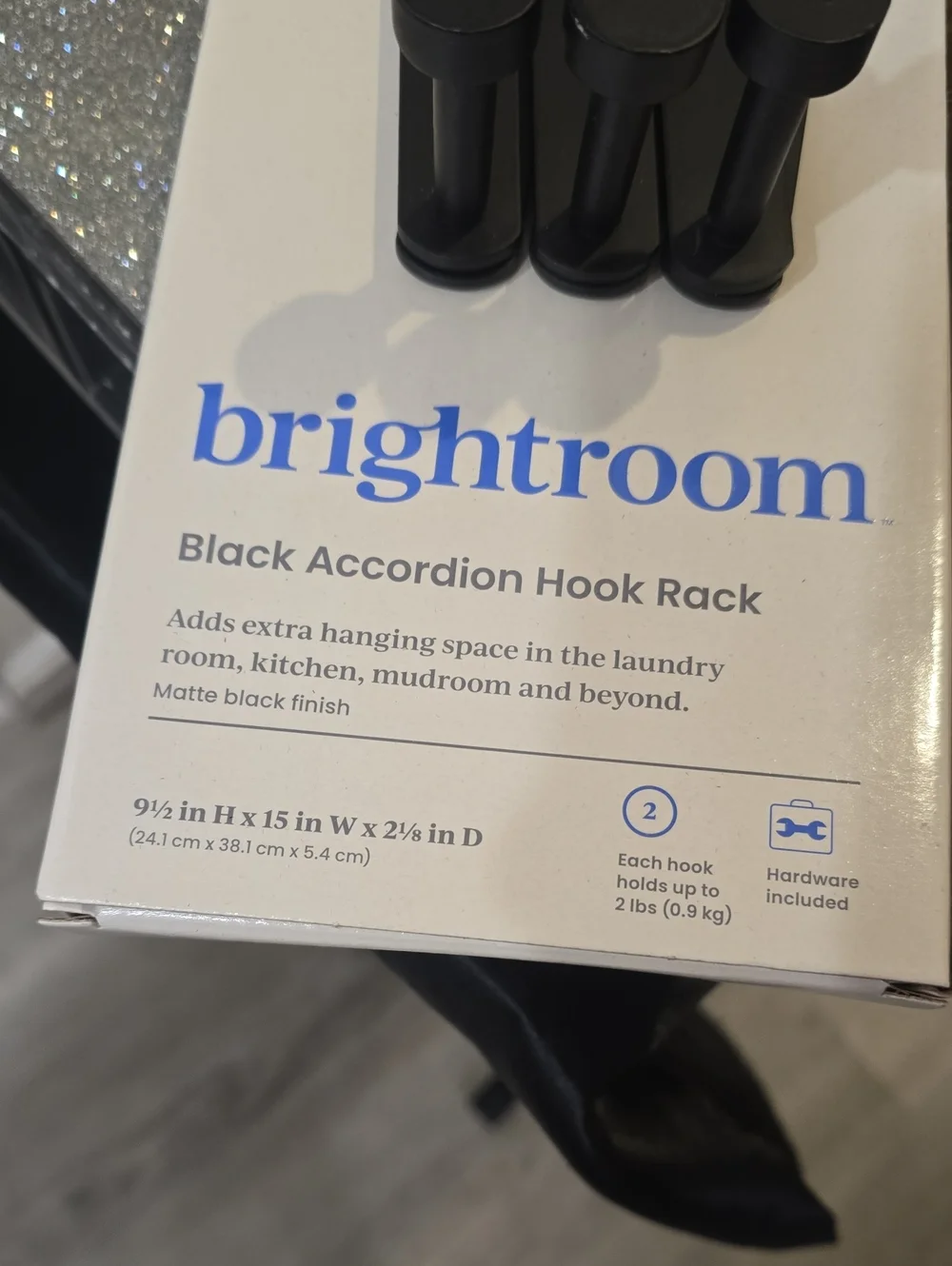 Brightroom Accordion Wall Mounted Aluminum 10-Hooks Hat & Coat Rack- Matte Black